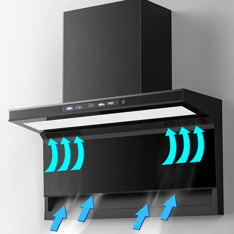 Commercial Kitchen Hood - 110/220V Englische Version 7-förmige Dunstabzugshaube, Haushaltsküchen-Abzugsventilator