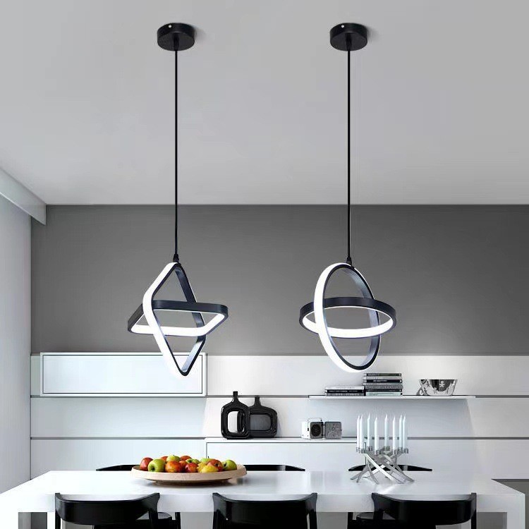 Commercial Kitchen Island - Moderne LED-Pendelleuchte Schwarz Weiß Hängelampe für