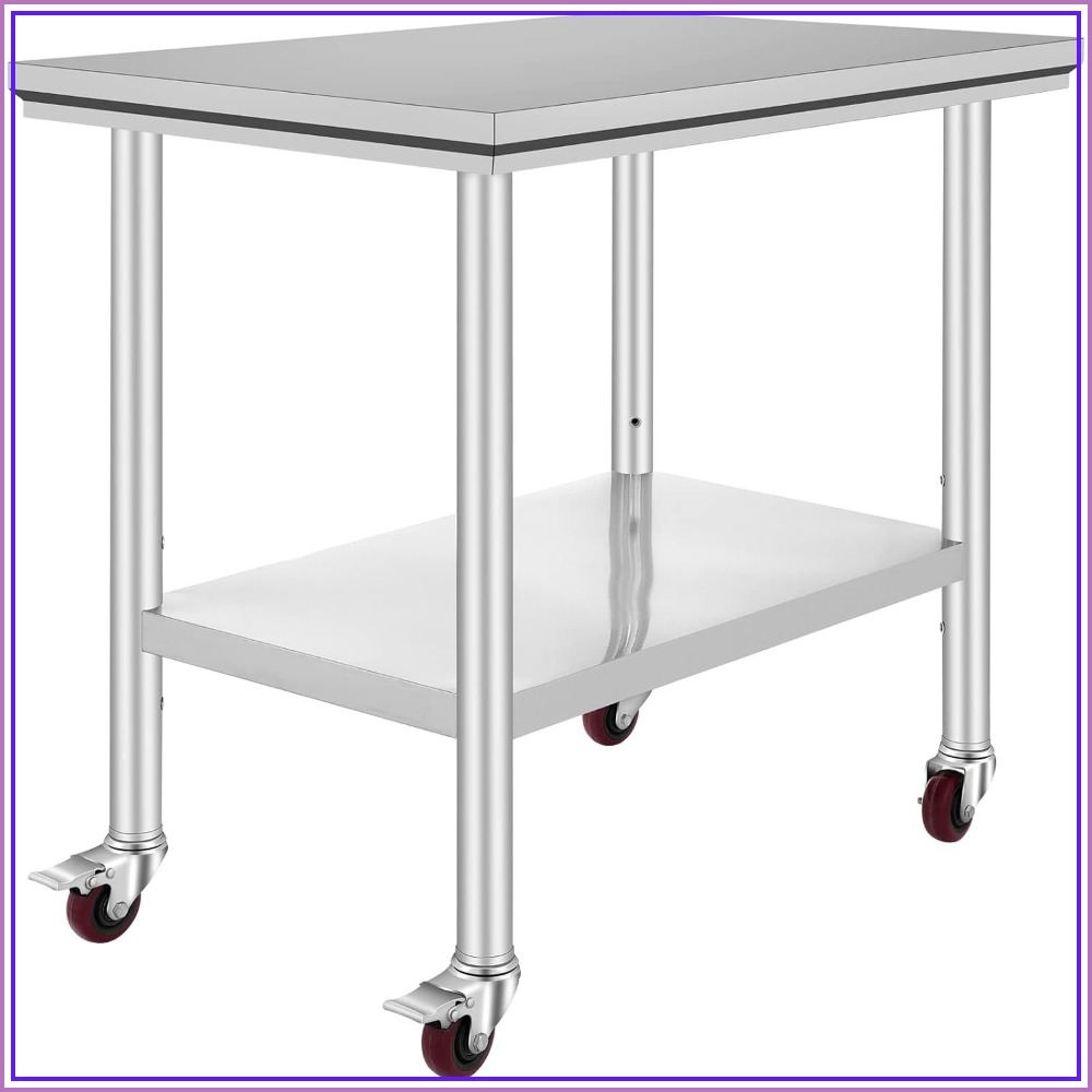 Commercial Kitchen Images - Edelstahl-Arbeitstisch 36x24 Zoll mit 4 Rädern,