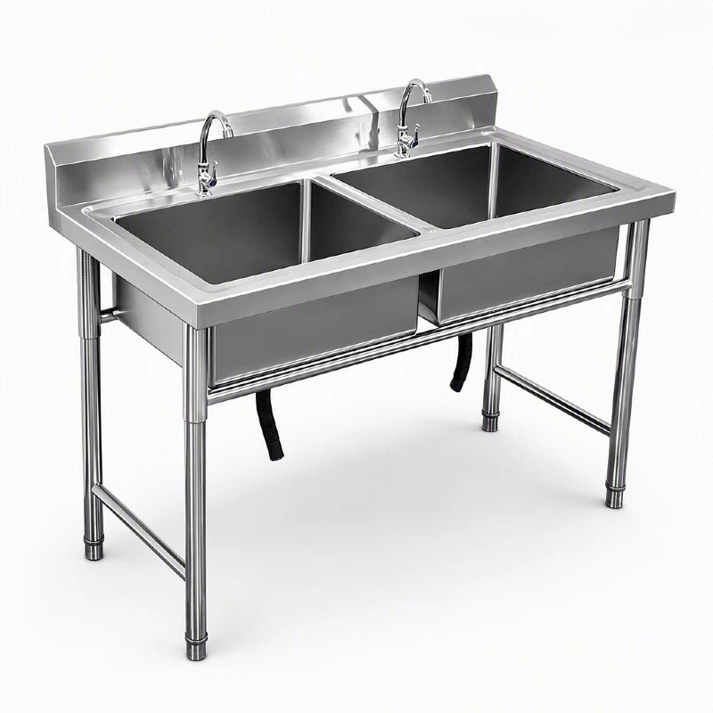 Commercial Kitchen Backsplash - Gewerbliche freistehende Doppelspülbecken aus Edelstahl 304