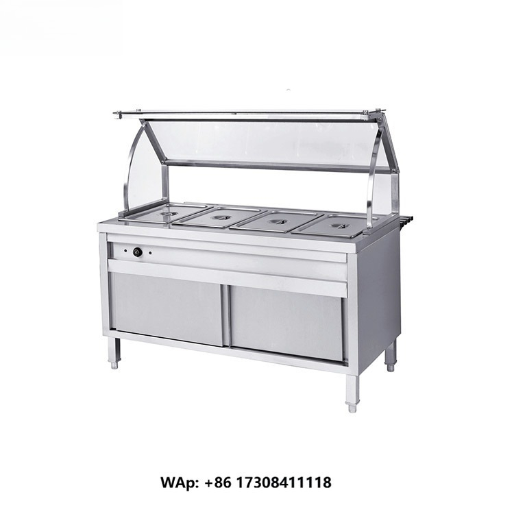 Food Warmer Display - Gewerbliche Gastronomie-Edelstahlküchenausstattung 4-Pfannen-Buffet Bain-Marie (Speisenwärmer)