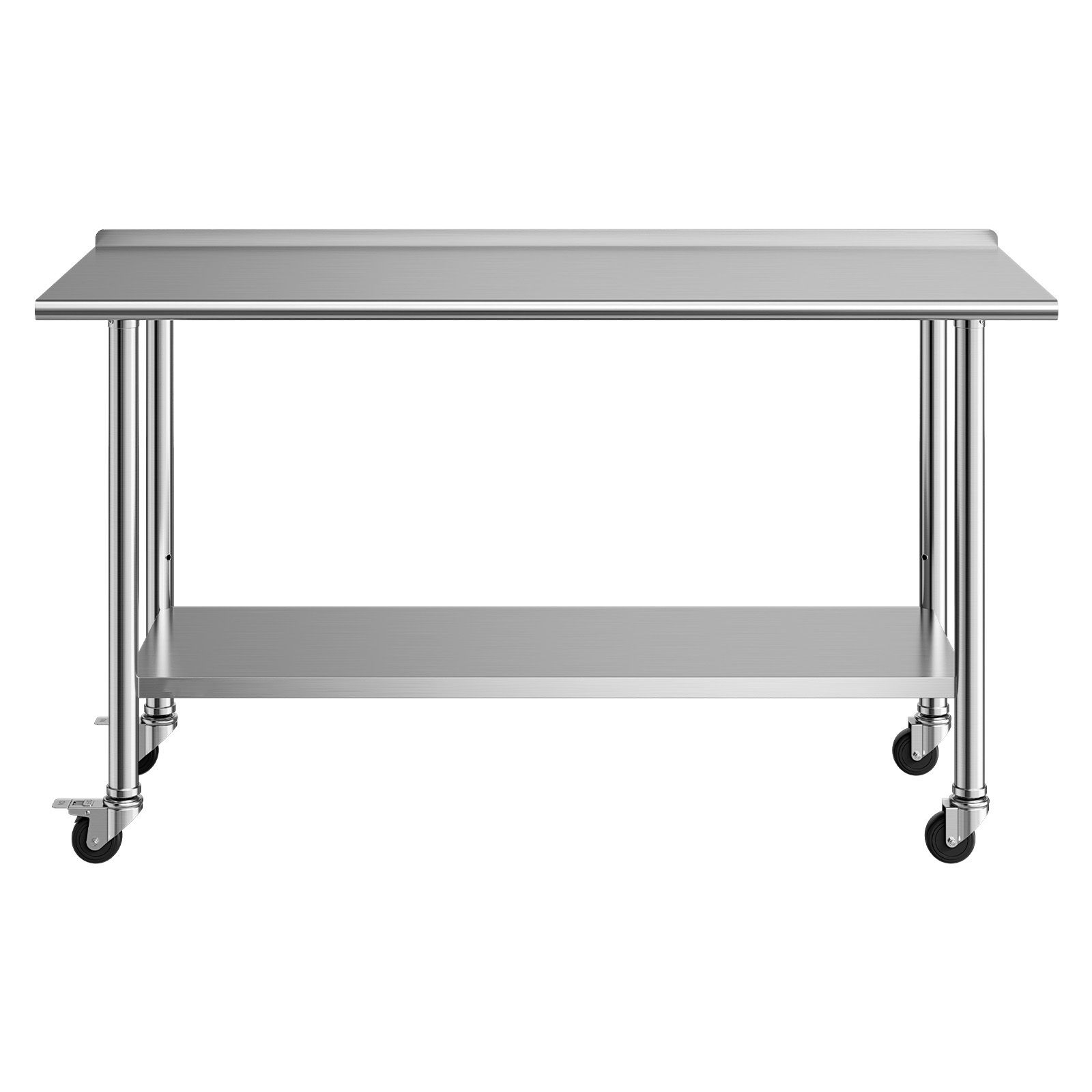 Commercial Kitchen Backsplash - Edelstahl-Arbeitstisch, 24x60 Zoll Lebensmittelzubereitungstisch mit Rollen