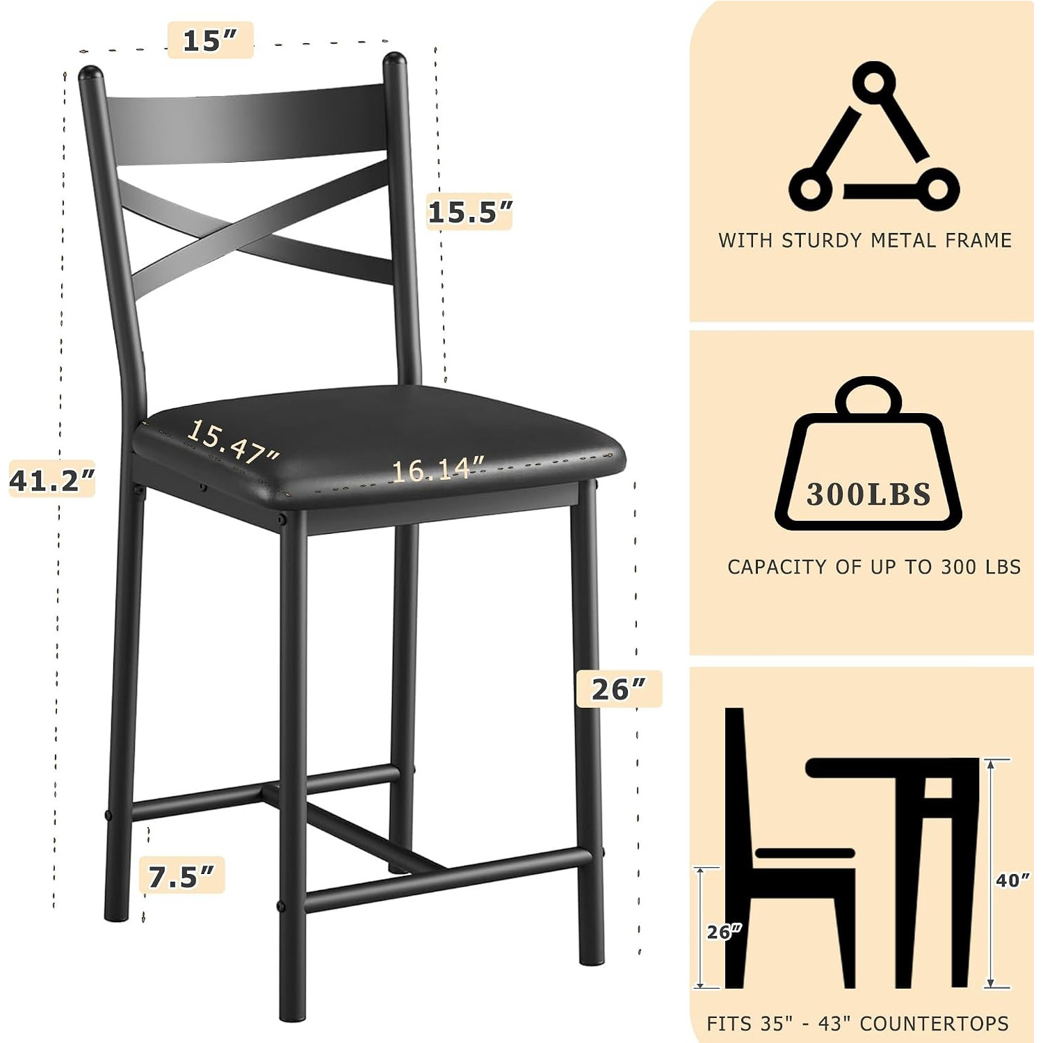 4 Stück, 26 Zoll hohe Barhocke – Commercial Kitchen Island Bewertung und Preis